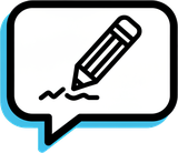 Icon of a feedback speech bubble with a pencil